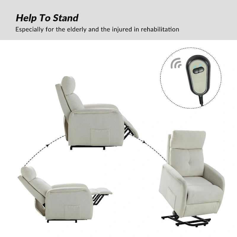 Elisa Power Remote Lift Assist Recliner Set Of 2 with Metal Base