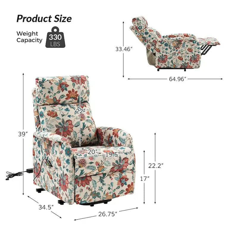 Elisa Power Remote Lift Assist Recliner Set Of 2 with Metal Base