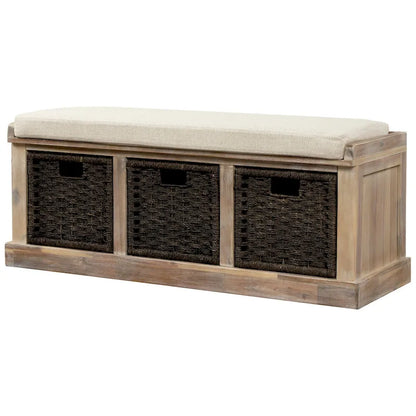 Nestfair Entryway Storage Bench with Cushion and Basket