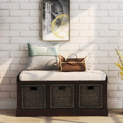 Nestfair Entryway Storage Bench with Cushion and Basket