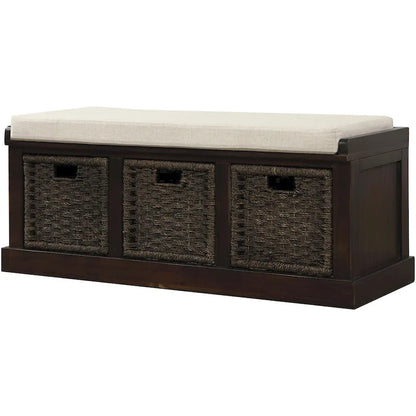 Nestfair Entryway Storage Bench with Cushion and Basket