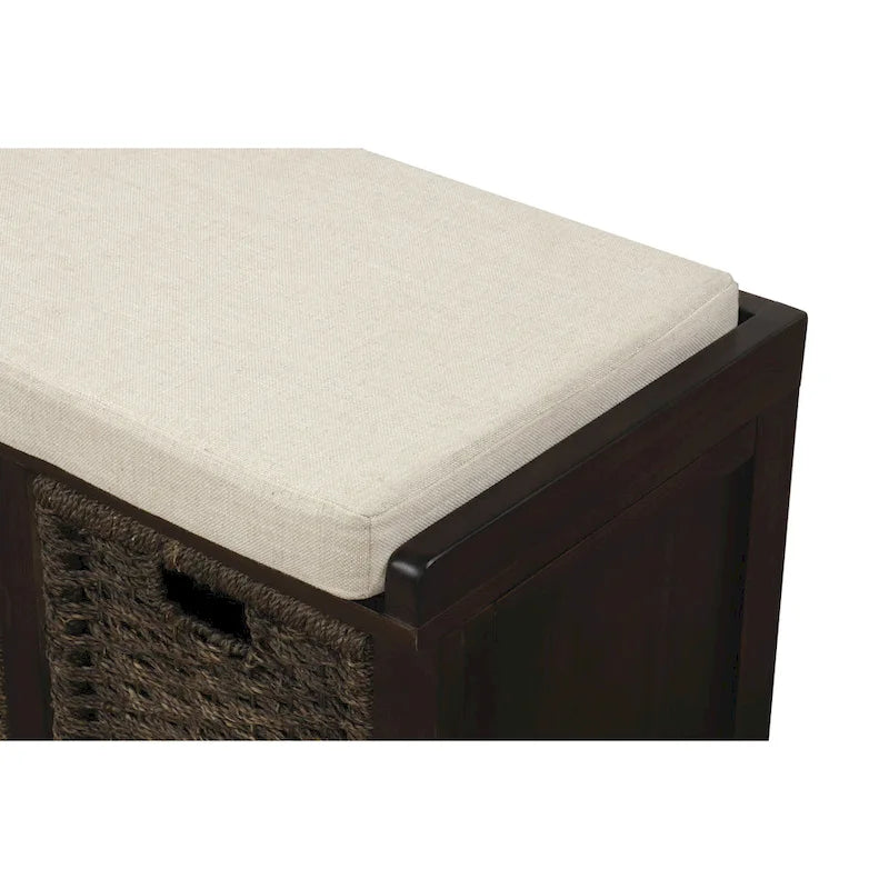 Nestfair Entryway Storage Bench with Cushion and Basket