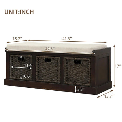 Nestfair Entryway Storage Bench with Cushion and Basket