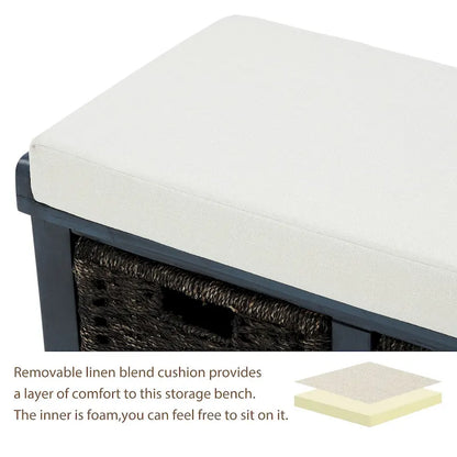 Nestfair Entryway Storage Bench with Cushion and Basket