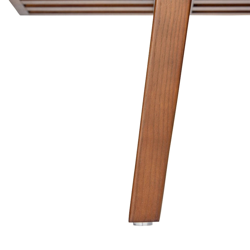 48 Rectangular Platform Entryway Bench in Natural Wood Modern Slatted Design for Living Room Home & Office
