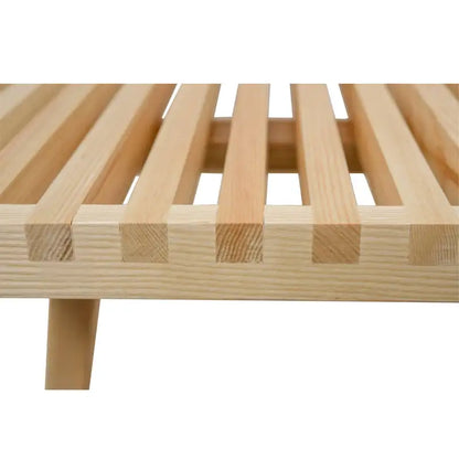 48 Rectangular Platform Entryway Bench in Natural Wood Modern Slatted Design for Living Room Home & Office