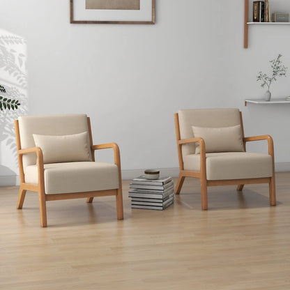 Leon Mid Century Modern Upholstered Accent Chairs Armchair Set of 2