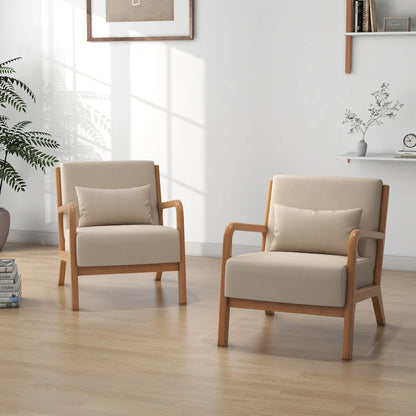 Leon Mid Century Modern Upholstered Accent Chairs Armchair Set of 2