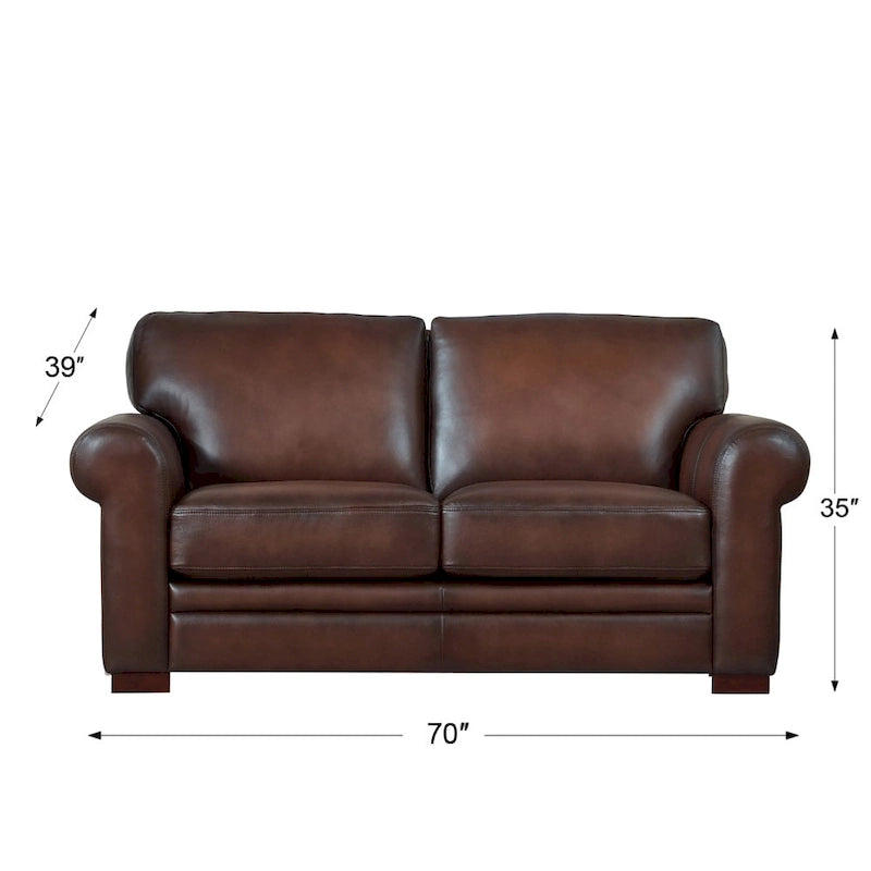 Hydeline Brookfield Top Grain Leather Sofa Set, Sofa and Loveseat