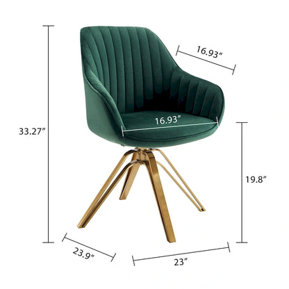 Art Leon Set of 2 Velvet Swivel Dining Chair with Golden Legs
