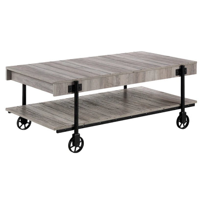 Hyssop Farmhouse Steel 2-Piece Coffee Table Set with Shelf by Furniture of America
