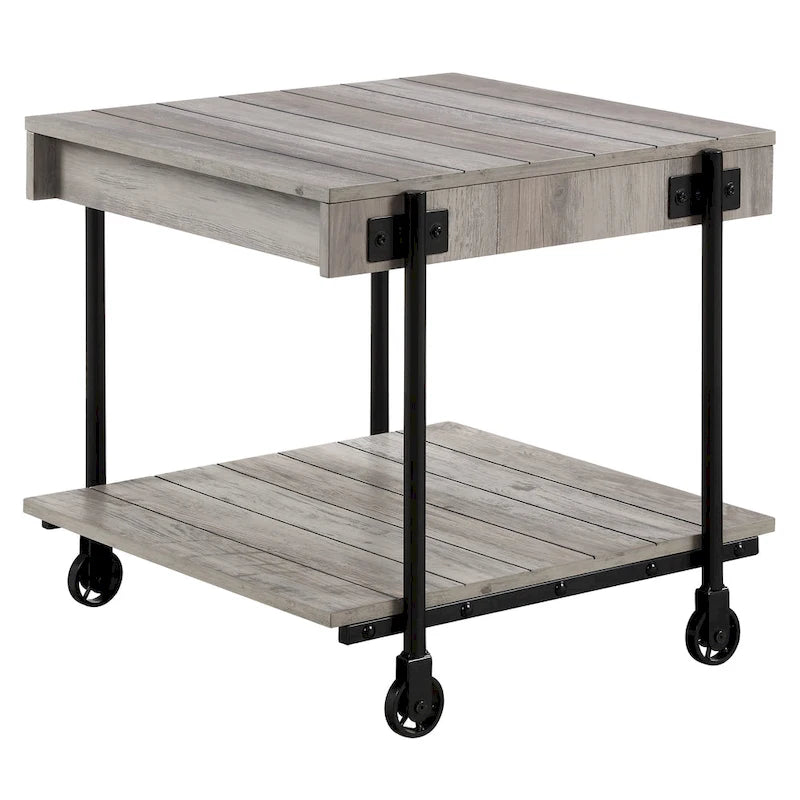 Hyssop Farmhouse Steel 2-Piece Coffee Table Set with Shelf by Furniture of America