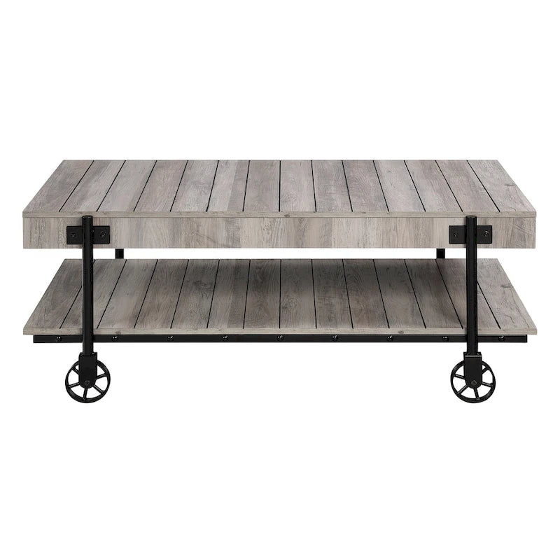 Hyssop Farmhouse Steel 2-Piece Coffee Table Set with Shelf by Furniture of America