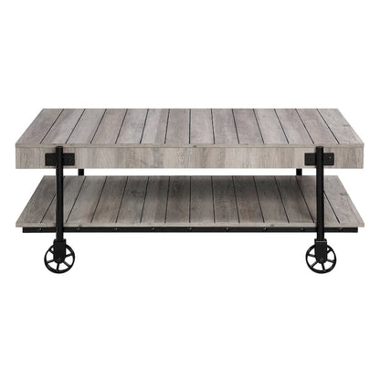 Hyssop Farmhouse Steel 2-Piece Coffee Table Set with Shelf by Furniture of America