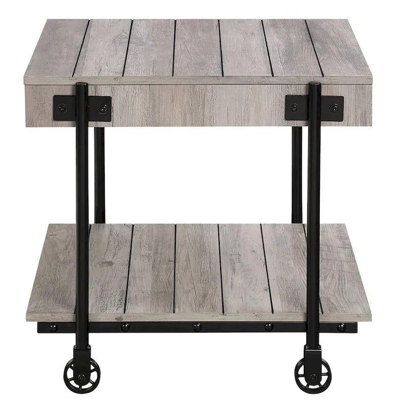 Hyssop Farmhouse Steel 2-Piece Coffee Table Set with Shelf by Furniture of America