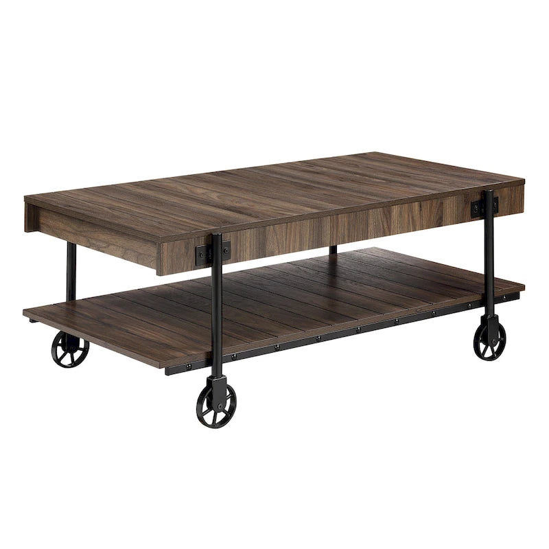Hyssop Farmhouse Steel 2-Piece Coffee Table Set with Shelf by Furniture of America