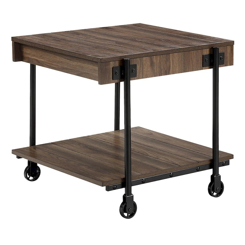 Hyssop Farmhouse Steel 2-Piece Coffee Table Set with Shelf by Furniture of America