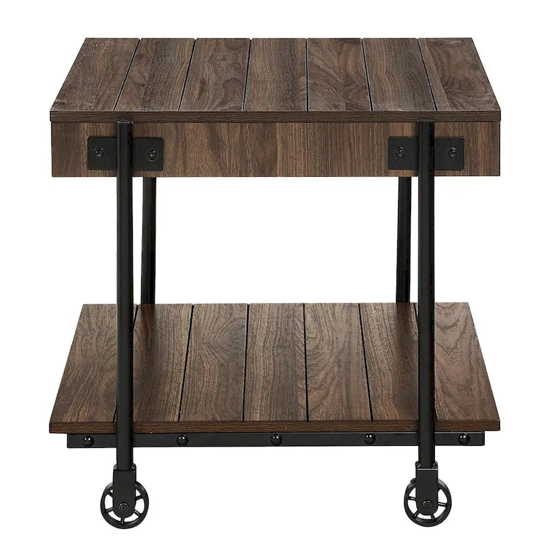Hyssop Farmhouse Steel 2-Piece Coffee Table Set with Shelf by Furniture of America