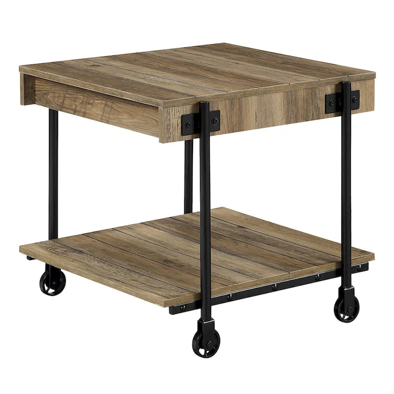Hyssop Farmhouse Steel 2-Piece Coffee Table Set with Shelf by Furniture of America