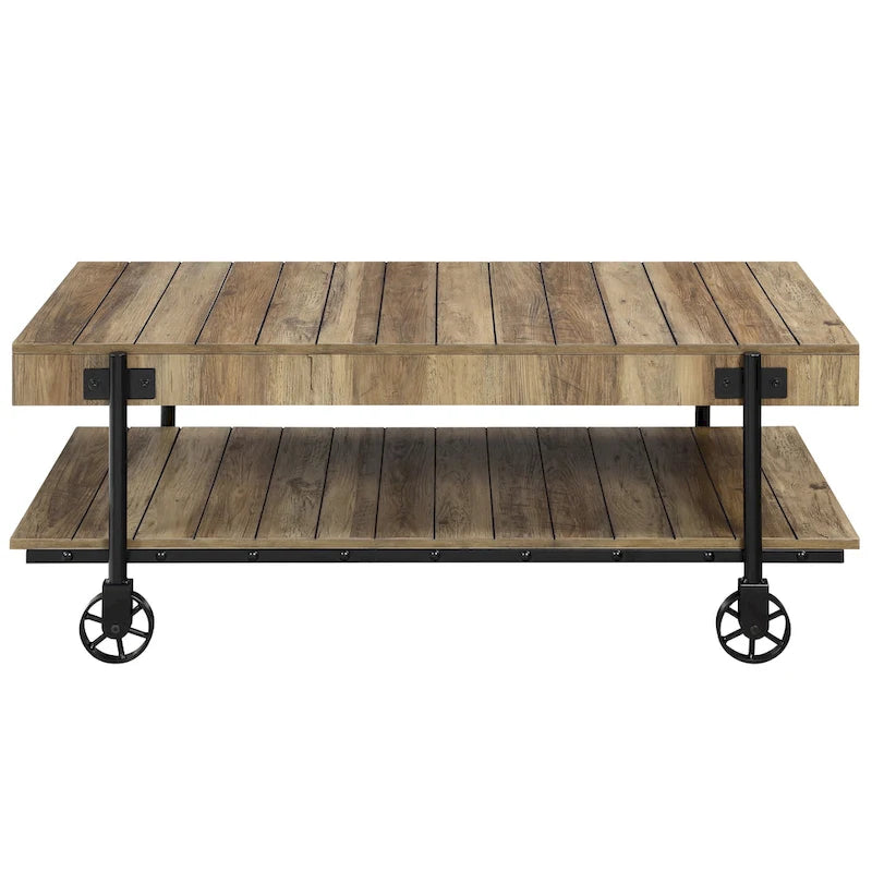 Hyssop Farmhouse Steel 2-Piece Coffee Table Set with Shelf by Furniture of America