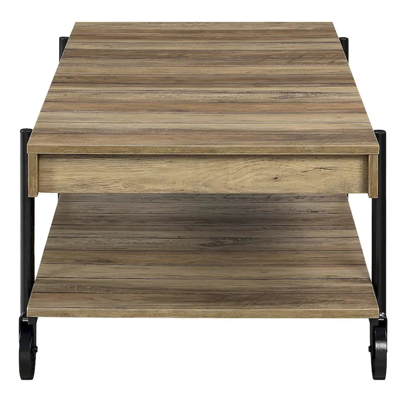 Hyssop Farmhouse Steel 2-Piece Coffee Table Set with Shelf by Furniture of America