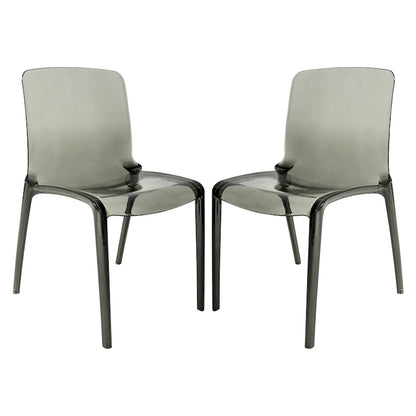 Stackable Acrylic Minimalist Plastic Dining Chair Modern Full Back Transparent Accent Side Chair for Kitchen Set of 2