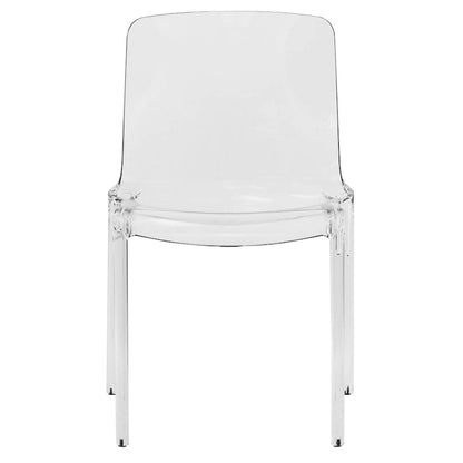 Stackable Acrylic Minimalist Plastic Dining Chair Modern Full Back Transparent Accent Side Chair for Kitchen Set of 2