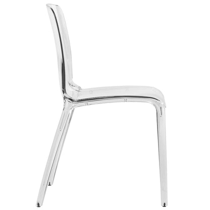 Stackable Acrylic Minimalist Plastic Dining Chair Modern Full Back Transparent Accent Side Chair for Kitchen Set of 2