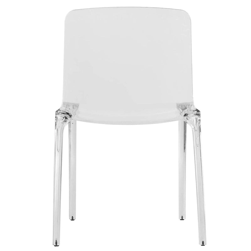 Stackable Acrylic Minimalist Plastic Dining Chair Modern Full Back Transparent Accent Side Chair for Kitchen Set of 2