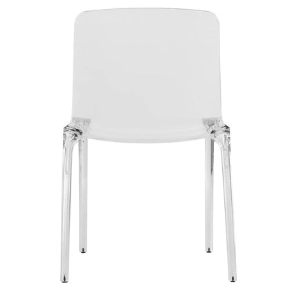 Stackable Acrylic Minimalist Plastic Dining Chair Modern Full Back Transparent Accent Side Chair for Kitchen Set of 2