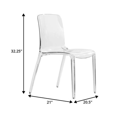 Stackable Acrylic Minimalist Plastic Dining Chair Modern Full Back Transparent Accent Side Chair for Kitchen Set of 2