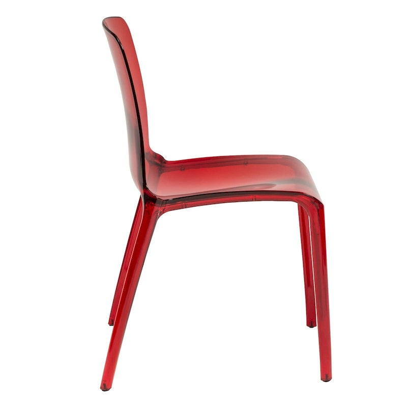 Stackable Acrylic Minimalist Plastic Dining Chair Modern Full Back Transparent Accent Side Chair for Kitchen Set of 2