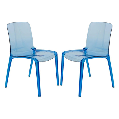 Stackable Acrylic Minimalist Plastic Dining Chair Modern Full Back Transparent Accent Side Chair for Kitchen Set of 2