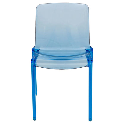 Stackable Acrylic Minimalist Plastic Dining Chair Modern Full Back Transparent Accent Side Chair for Kitchen Set of 2