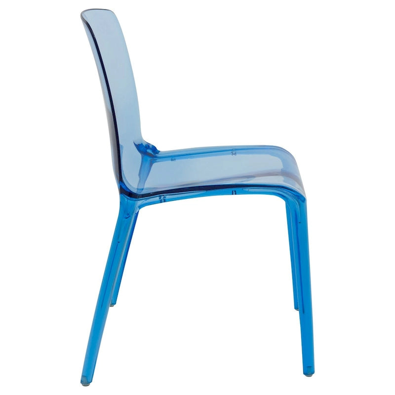 Stackable Acrylic Minimalist Plastic Dining Chair Modern Full Back Transparent Accent Side Chair for Kitchen Set of 2