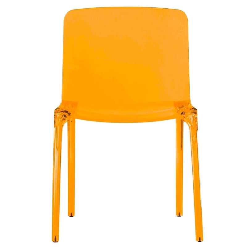 Stackable Acrylic Minimalist Plastic Dining Chair Modern Full Back Transparent Accent Side Chair for Kitchen Set of 2