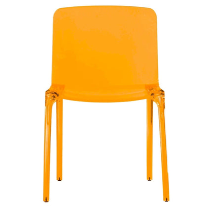 Stackable Acrylic Minimalist Plastic Dining Chair Modern Full Back Transparent Accent Side Chair for Kitchen Set of 2