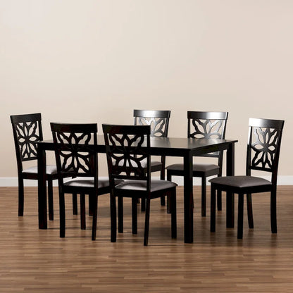 Dallas Modern and Contemporary Wood 7-Piece Dining Set