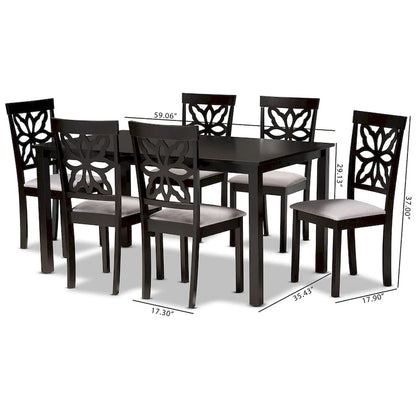 Dallas Modern and Contemporary Wood 7-Piece Dining Set