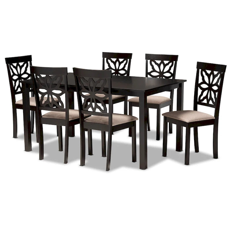 Dallas Modern and Contemporary Wood 7-Piece Dining Set