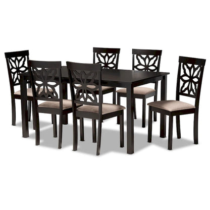 Dallas Modern and Contemporary Wood 7-Piece Dining Set