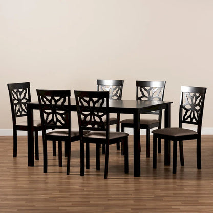 Dallas Modern and Contemporary Wood 7-Piece Dining Set