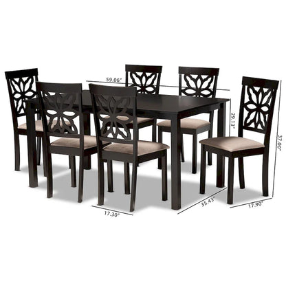 Dallas Modern and Contemporary Wood 7-Piece Dining Set