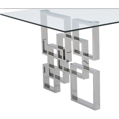 Best Quality Furniture 7-Piece Stainless Steel Nailhead Trim Dining Set