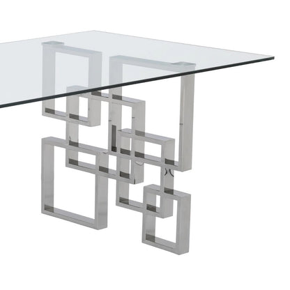 Best Quality Furniture 7-Piece Stainless Steel Nailhead Trim Dining Set