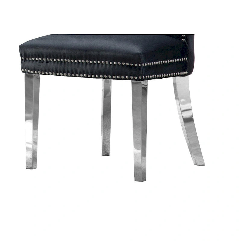 Best Quality Furniture 7-Piece Stainless Steel Nailhead Trim Dining Set