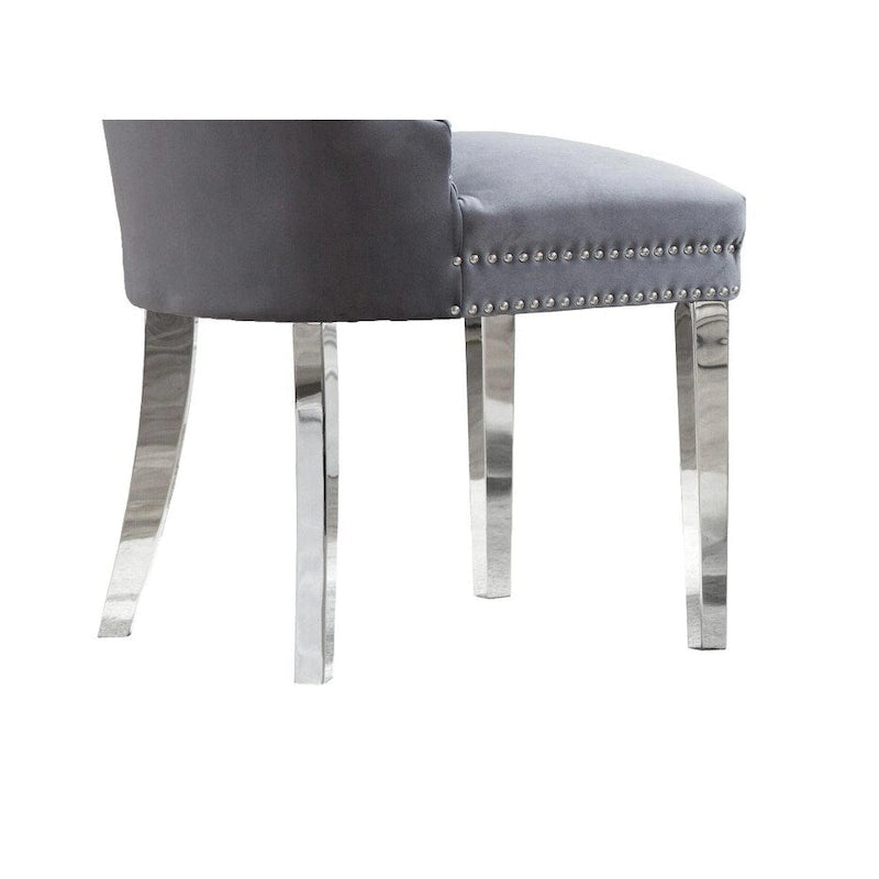 Best Quality Furniture 7-Piece Stainless Steel Nailhead Trim Dining Set