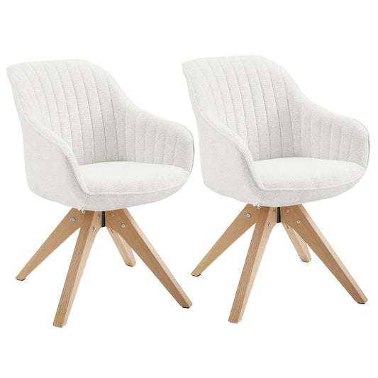 Art Leon Set of 2 Mid-century Swivel Dining Chairs with Wood Legs