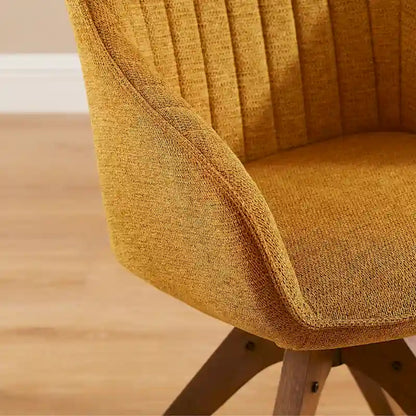Art Leon Set of 2 Mid-century Swivel Dining Chairs with Wood Legs