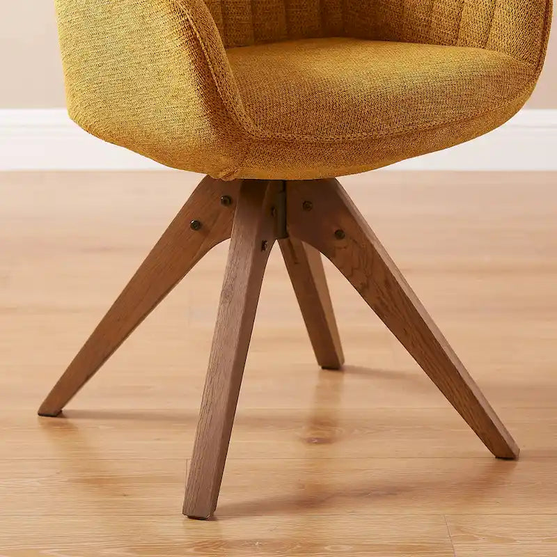 Art Leon Set of 2 Mid-century Swivel Dining Chairs with Wood Legs